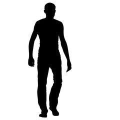 Silhouette of People Standing on White Background