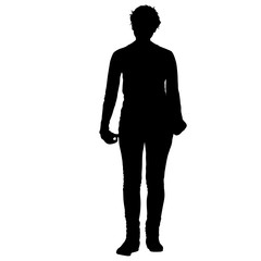 Silhouette of People Standing on White Background
