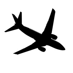 Silhouettes of planes on a white background