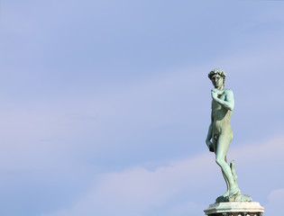 bronze DAVID statue of Michelangelo in the square of the city of