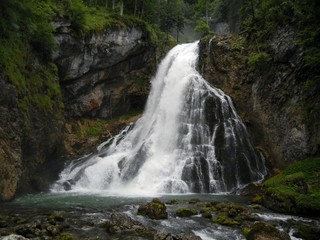 Impressive waterfall in Golling "Schwarzbachfall" (Austria, near Salzachöfen - Salzach river gorges) with sharp details