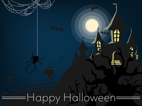 Halloween background with Happy Halloween text.