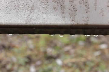 drops of water, bench