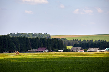 Fototapeta na wymiar Russia. View of the village. Summer rural landscape with houses