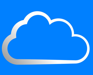 Cloud symbol icon - white gradient outline, isolated - vector