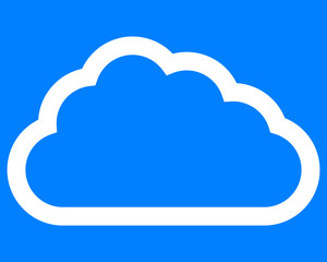 Cloud symbol icon - white simple outline, isolated - vector