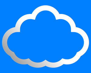 Cloud symbol icon - white gradient outline, isolated - vector