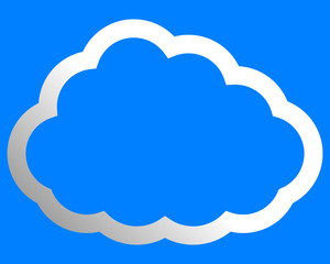 Cloud symbol icon - white gradient outline, isolated - vector