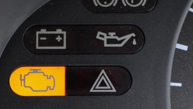Check engine light symbol that pops up on dashboard when something goes wrong with the engine