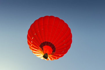 Colorful hot air balloon against the blue sky