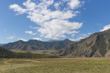 Fototapeta premium Beautiful winter landscape with snow covered mountain peaks