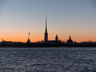 Obraz premium Peter and Paul Fortress night is the original citadel of St. Petersburg, Russia