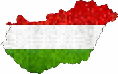 Grunge Hungary map with flag inside - Illustration 