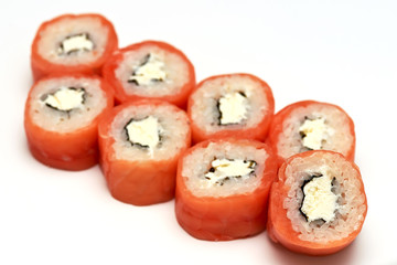 roll salmon rice Nori fish Chinese isolate