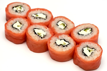 roll salmon rice Nori fish Chinese isolate