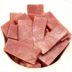 ham pork meat slices on white background square ingredient