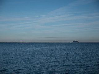 The cruise ship goes on a trip from the port