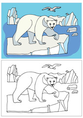 children's coloring animal world of the Arctic, polar bear