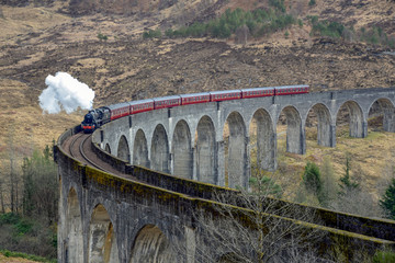 glenfinnan viadukt with steam train