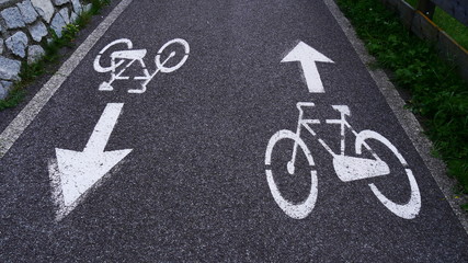 Bike sign on the asphalt