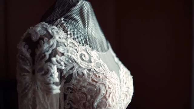 A beautiful bride's wedding dress