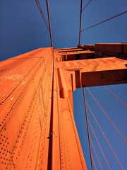 Golden Gate Bridge tower looking up