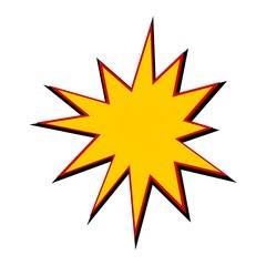 Comic yellow burst on white background