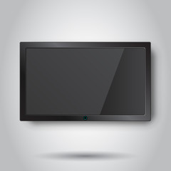 Realistic tv screen vector icon in flat style. Monitor plasma illustration on white background. Tv display business concept.