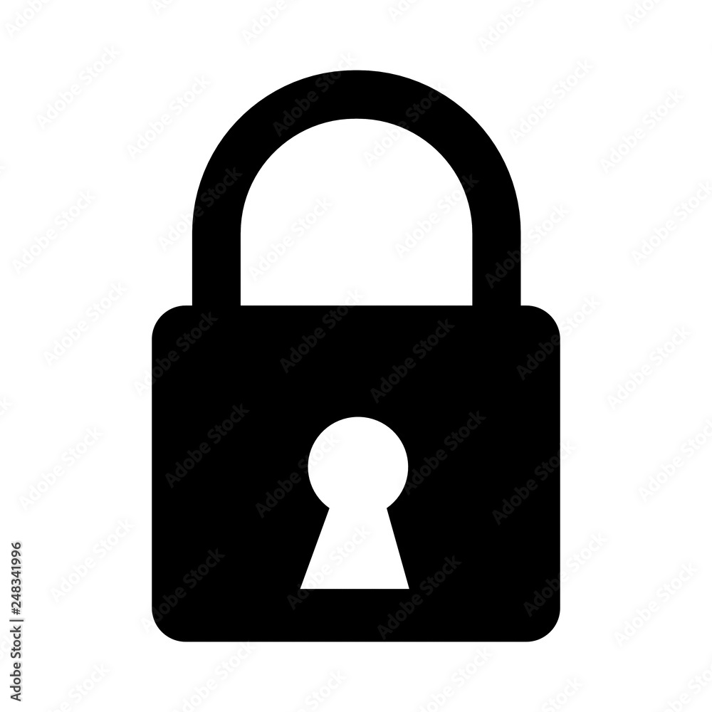 Poster safety lock icon for protecting password isolated on white background in digital data code and secur
