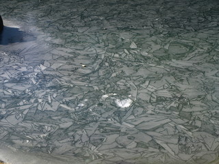 Frozen geometric shapes in a frozen lake