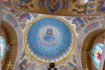 Russia, Saint-Petersburg, Kronstadt - February 07, 2019: Interior of the Naval Cathedral of St. Nicholas in Kronstadt, Saint-Petersburg, Russia