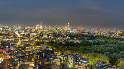 London skyline with London eye after dusk