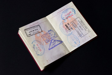 European Passport with different Stamps