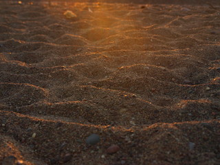 Naklejka premium Sand close up during the sunset at the beach