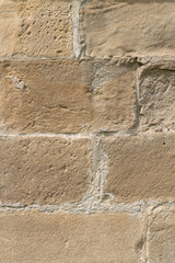 Medieval Stone Wall Texture. Old brick and stone wall with thick grout and very rough, irregular surface.