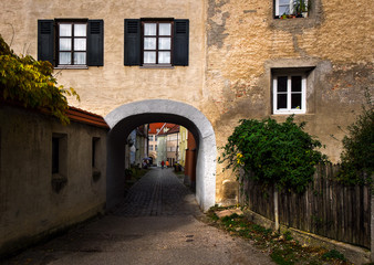 The streets of the old German city of Rothenburg ob der Tauber. Germany.