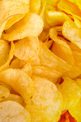 crispy potato chips snack texture background top view