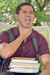 Young Diverse Boy Student Choking