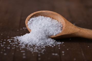 Kosher Salt Spilled from a Teaspoon