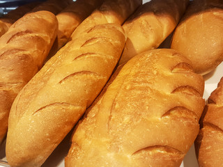 Mixed fresh bread background close-up