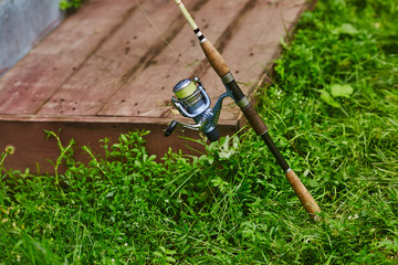 Spin fishing pole detail