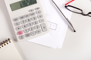 calculator and papers 