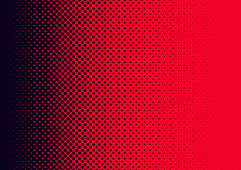 Dark blue and red duotone gradient half tone dots vector background. - obrazy, fototapety, plakaty