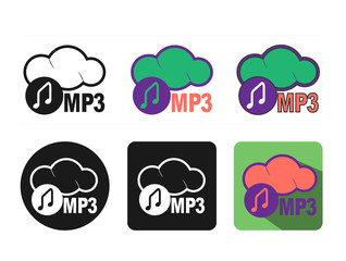Cloud MP3 Icon Vector
