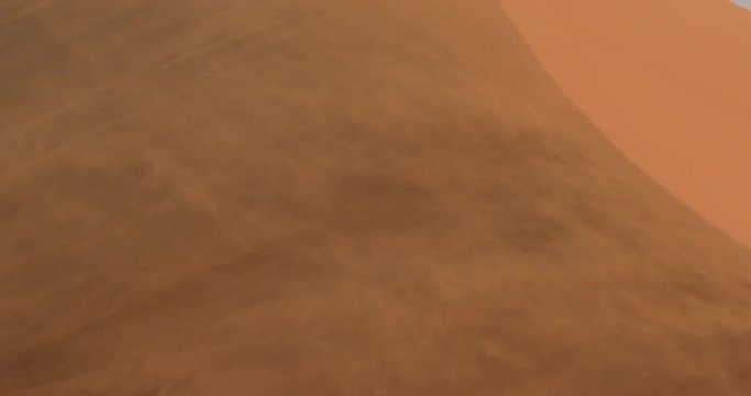 Red orange sand dune wave patterns with wind blowing sand over the dune, Sossusvlei, Namibia. Strong wind in the sand desert, pour. Landscape in Africa.