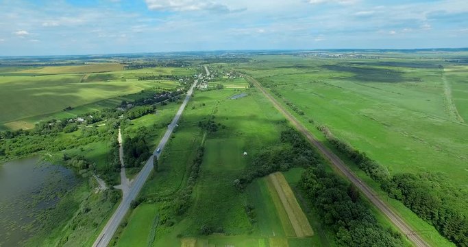 Road. Ukraine, Rivne region, Aerial drone view