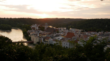 Fototapeta na wymiar The small city of Wasserburg am Inn. Situated in a peninsula created by the river Inn.