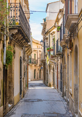 Picturesque street in Ortigia, Siracusa old town, Sicily, southern Italy.