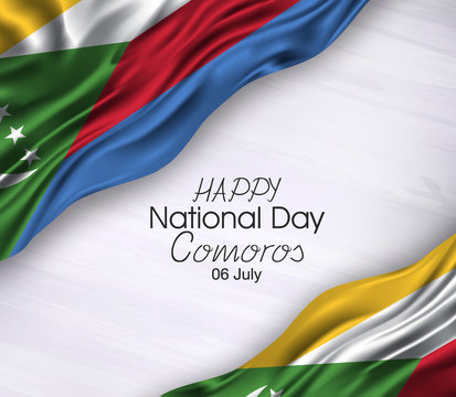 Vector illustration of Happy . Waving flags isolated on gray background, comoros,06 july,national day .