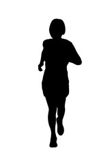 Vector of Sillouette Woman Running in Marathon